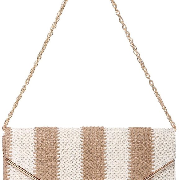 Straw Clutch Purse Woven Envelope Straw Summer Beach Shoulder Bag Women - Picture 1 of 8